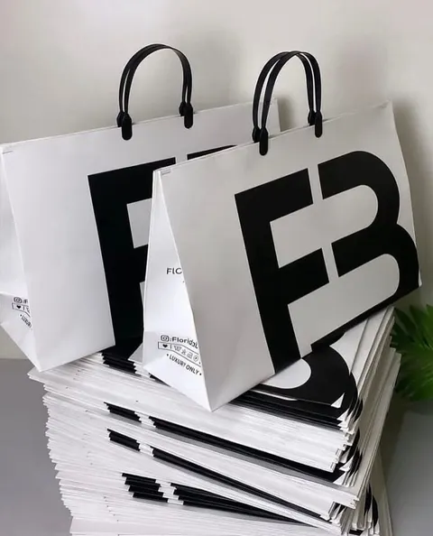 FB black and white luxury retail carry bags