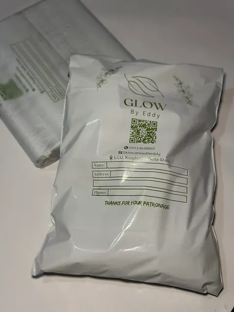 Glow By Eddy printed nylon courier mailer with QR code